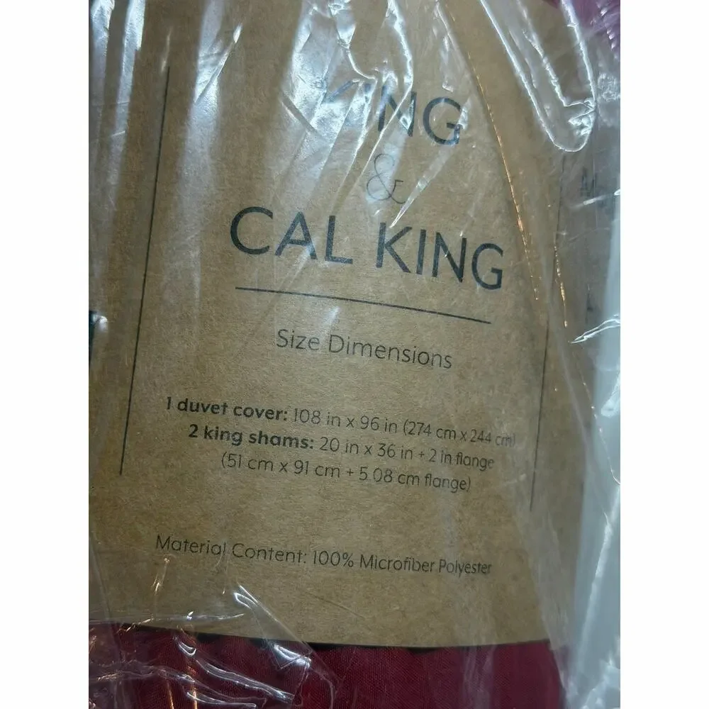 NEW! Casual Comfort iEnjoy King&Cal King 3PC Premium Duvet Cover Set Red